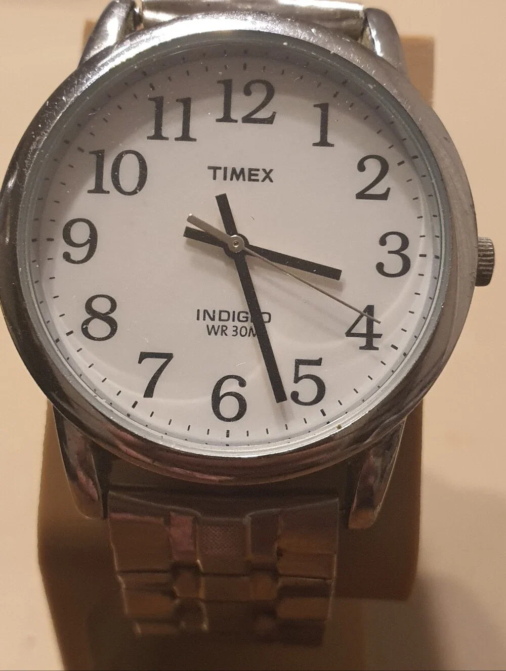 Timex Indiglo Easy Reader Silver/White Stainless Steel Men's Watch